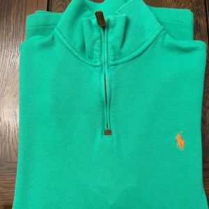 Polo half zip long sleeve cotton sweater
